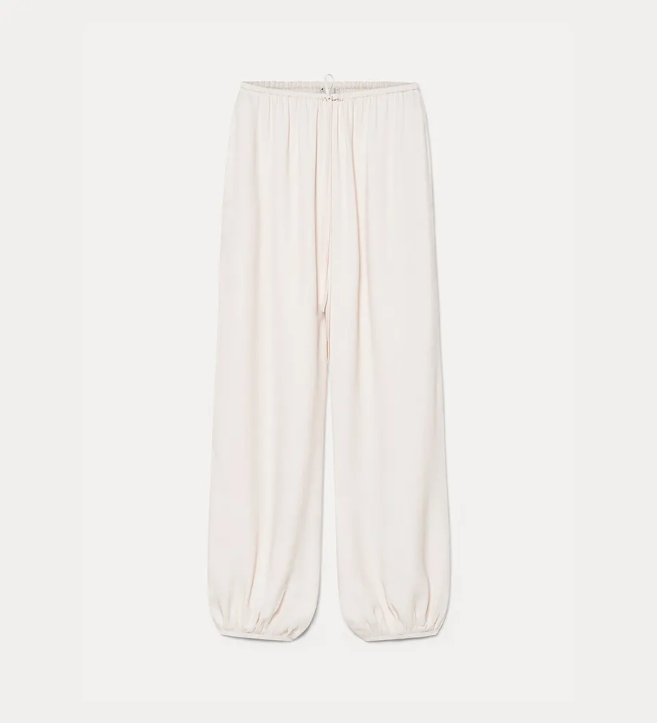 Forte pantaloni sarouel in misto seta avorio