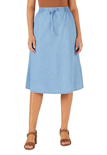Damart Prêt-à-porter gonna chambray Blu Denim Pastello 54 ampia