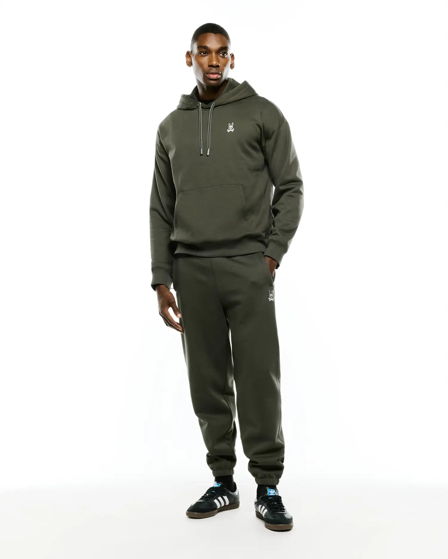 Psycho Bunny Men's Sweatshirts & Hoodies Men's Terrence Fleece Hoodie MT0500254 felpa con cappuccio verde oversize