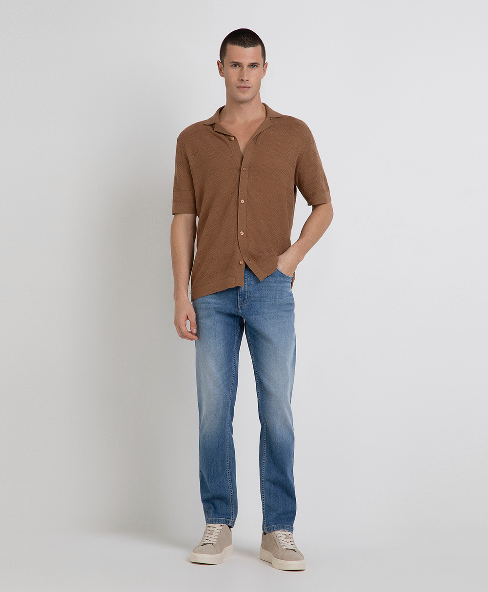 Markup Uomo Maglieria Camicia punto misto lino