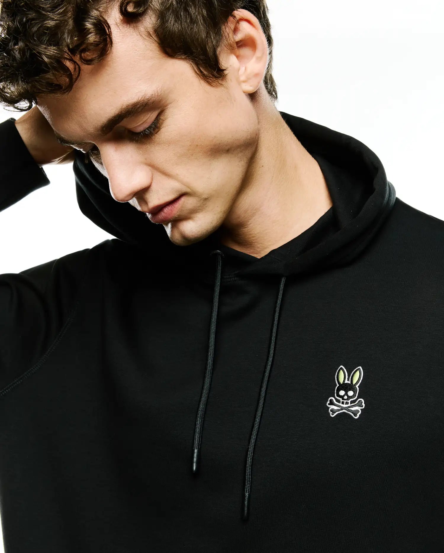Psycho Bunny Men's Sweatshirts & Hoodies MEN'S LEX FLEECE HOODIE MT0500316 felpa nera con cappuccio morbida