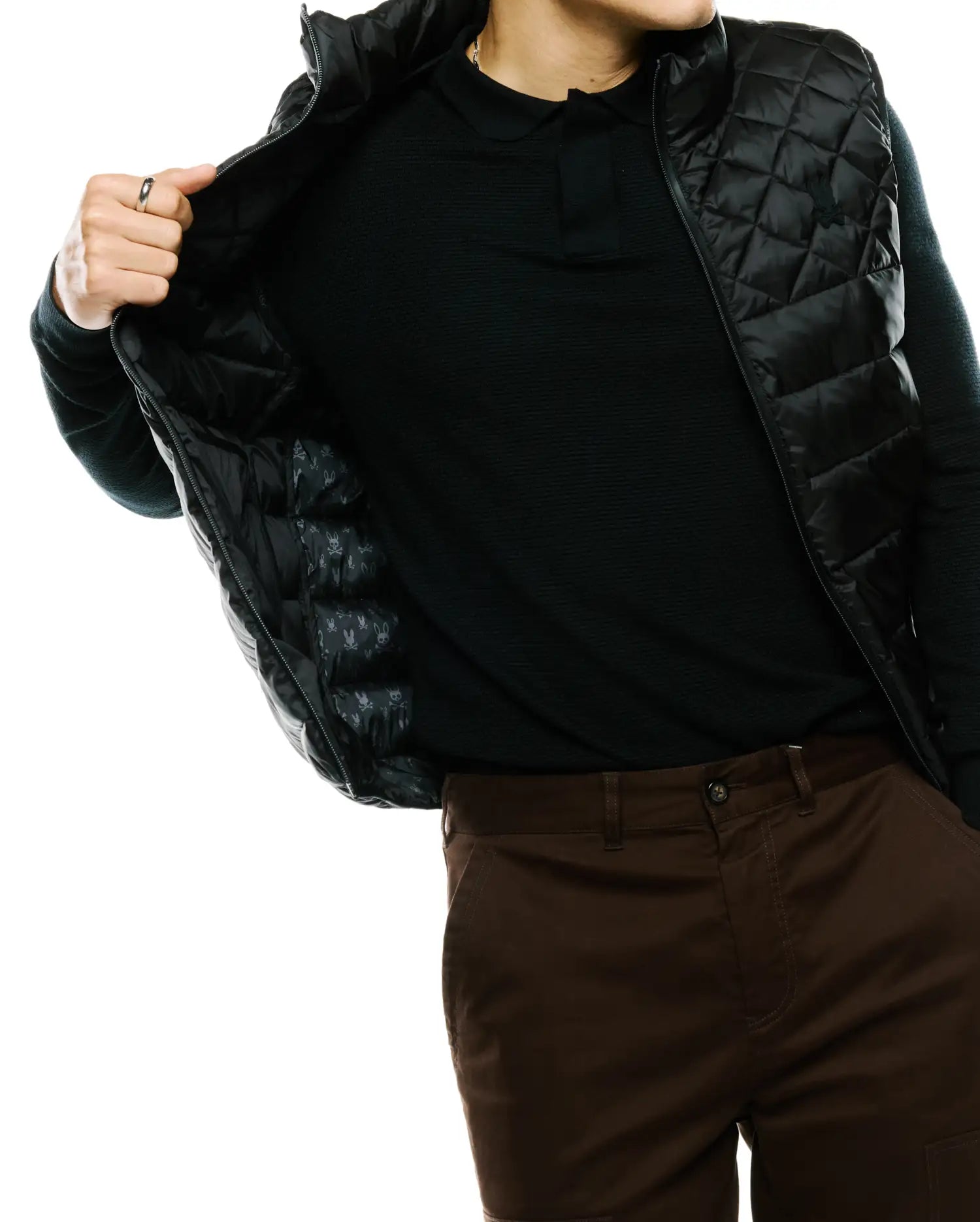 Psycho Bunny Jackets Emerik Quilted Puffer Vest gilet nero in nylon