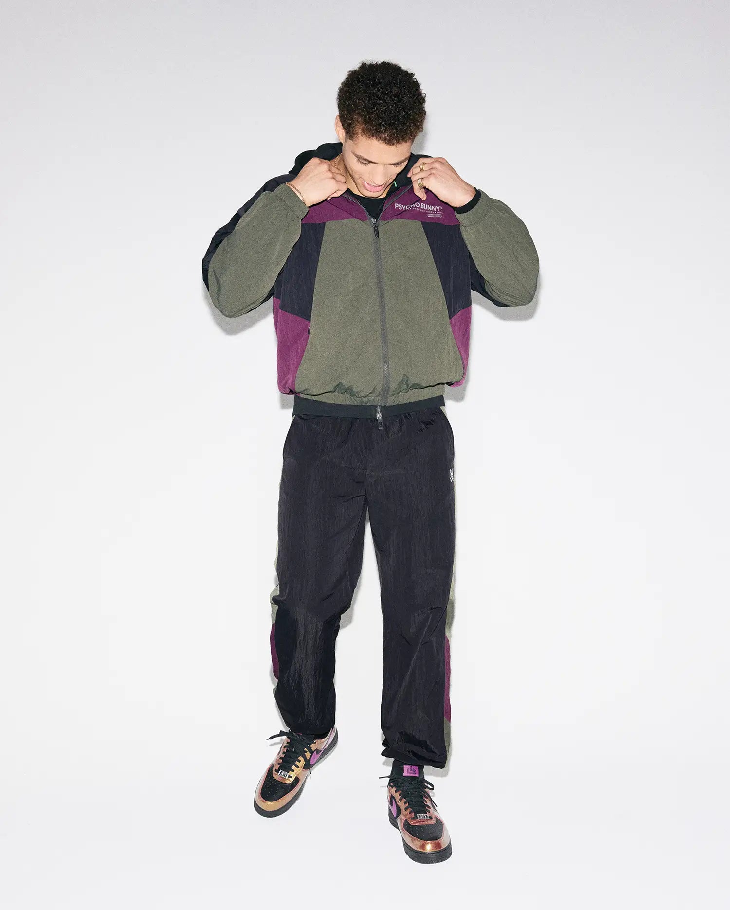 Psycho Bunny Men's Pants Alder Nylon Colorblock Pants pantaloni neri