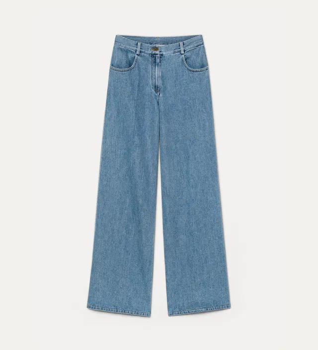 Forte pantaloni cavalry denim pantaloni palazzo celesti