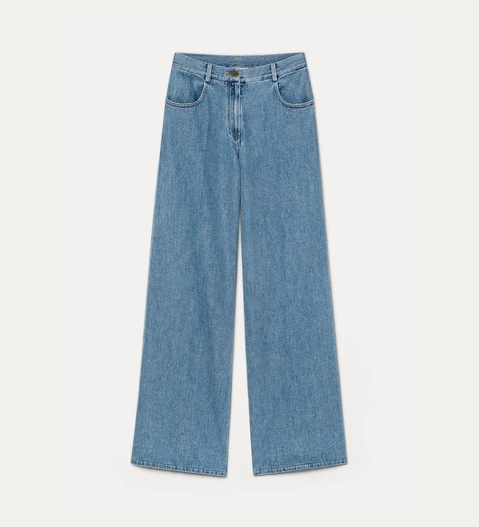 Forte pantaloni cavalry denim pantaloni palazzo celesti