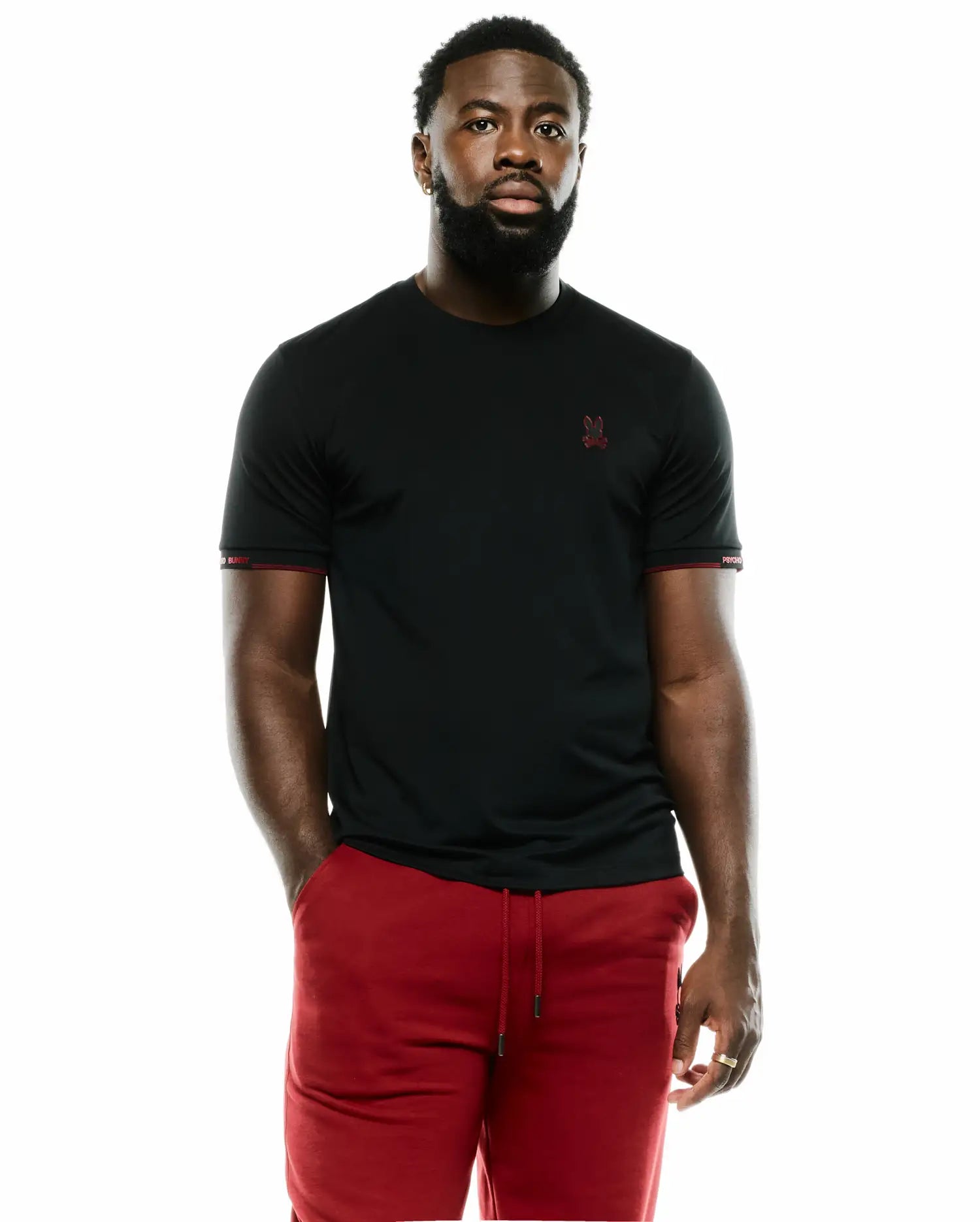 Psycho Bunny Men's Tees Edmonds Chest Bunny Sport Tee maglietta nera