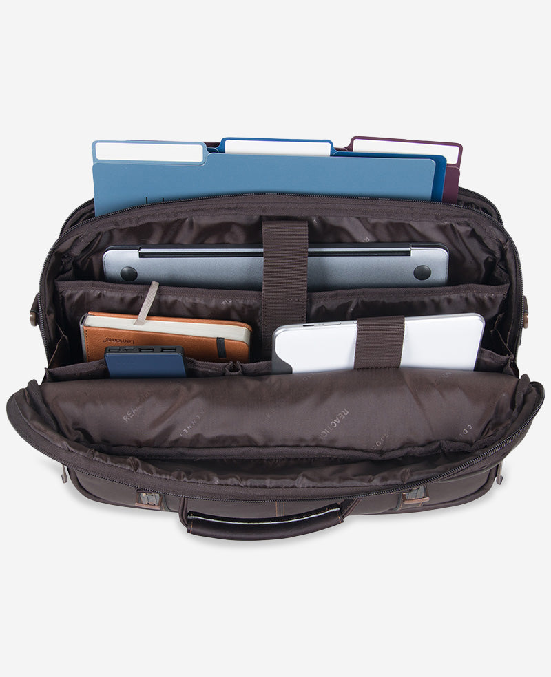 Kenneth Cole Reaction Bags Colombian Leather Flapover Messenger Bag borsa marrone