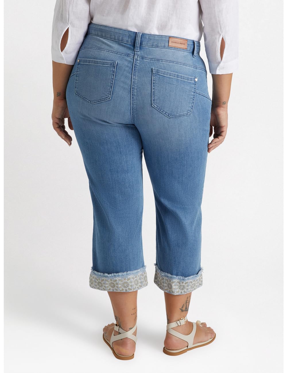 Fiorella Rubino Jeans Jeans Cropped con Bordo in Pizzo 46 Plus dritti