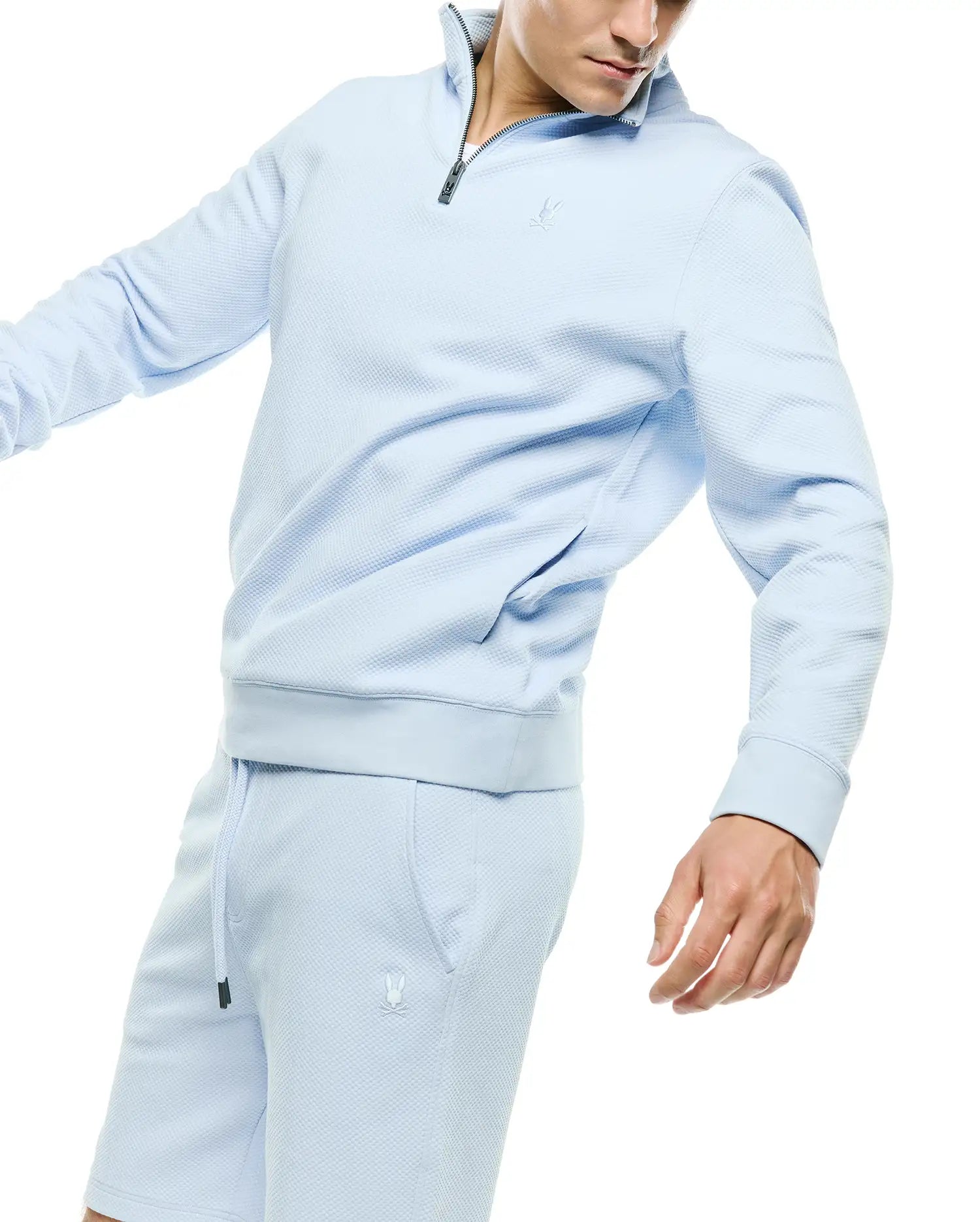 Psycho Bunny Men's Sweatshirts & Hoodies Marc Quarter-Zip Sweatshirt MT0500245 felpa blu