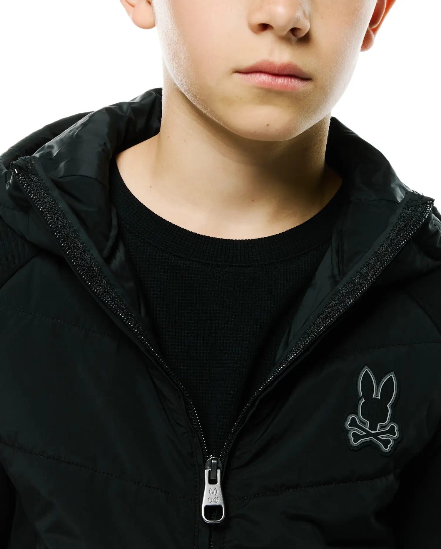 Psycho Bunny Kids Outerwear Gordley Jacket giacca nera imbottita