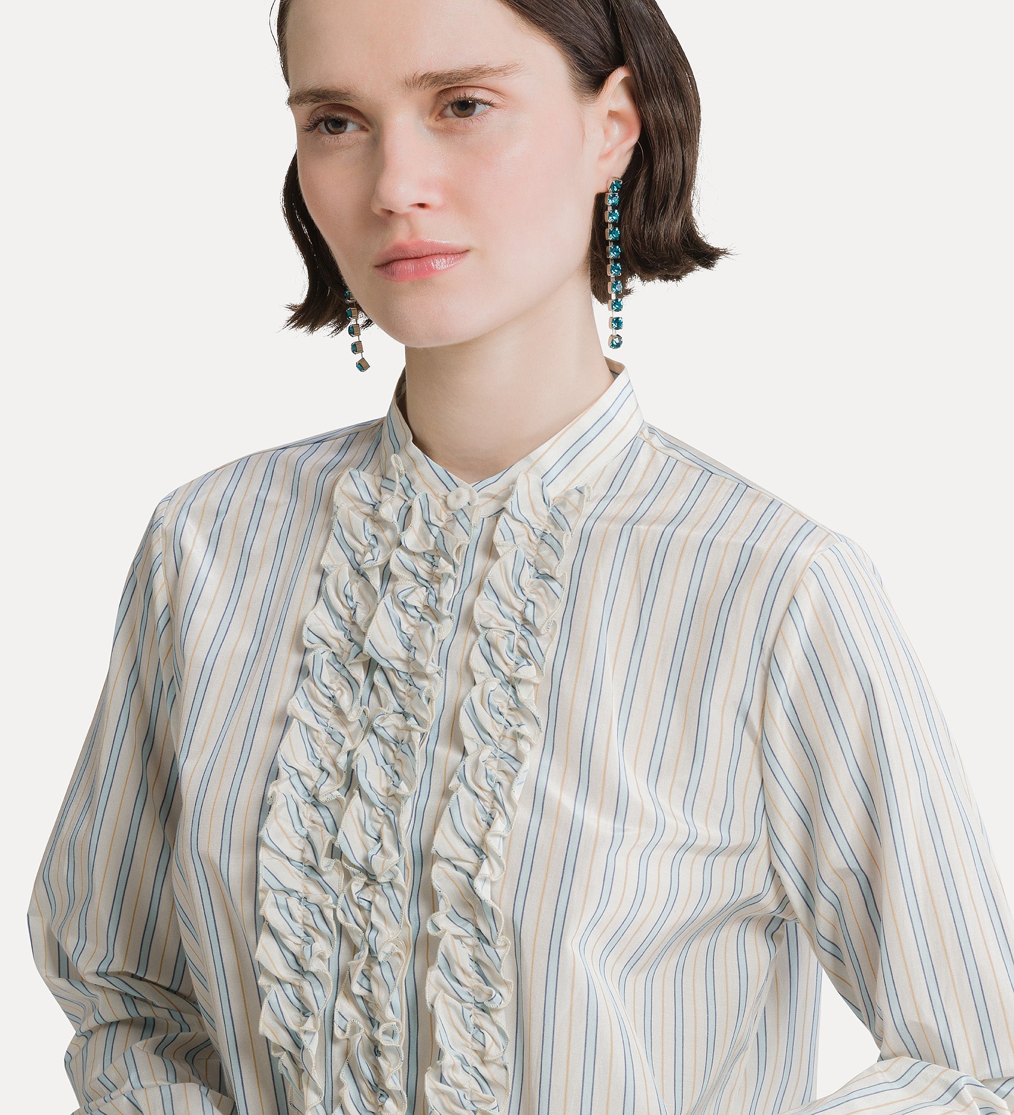 Forte camicie ruched striped shirt celestial camicia azzurra cotone