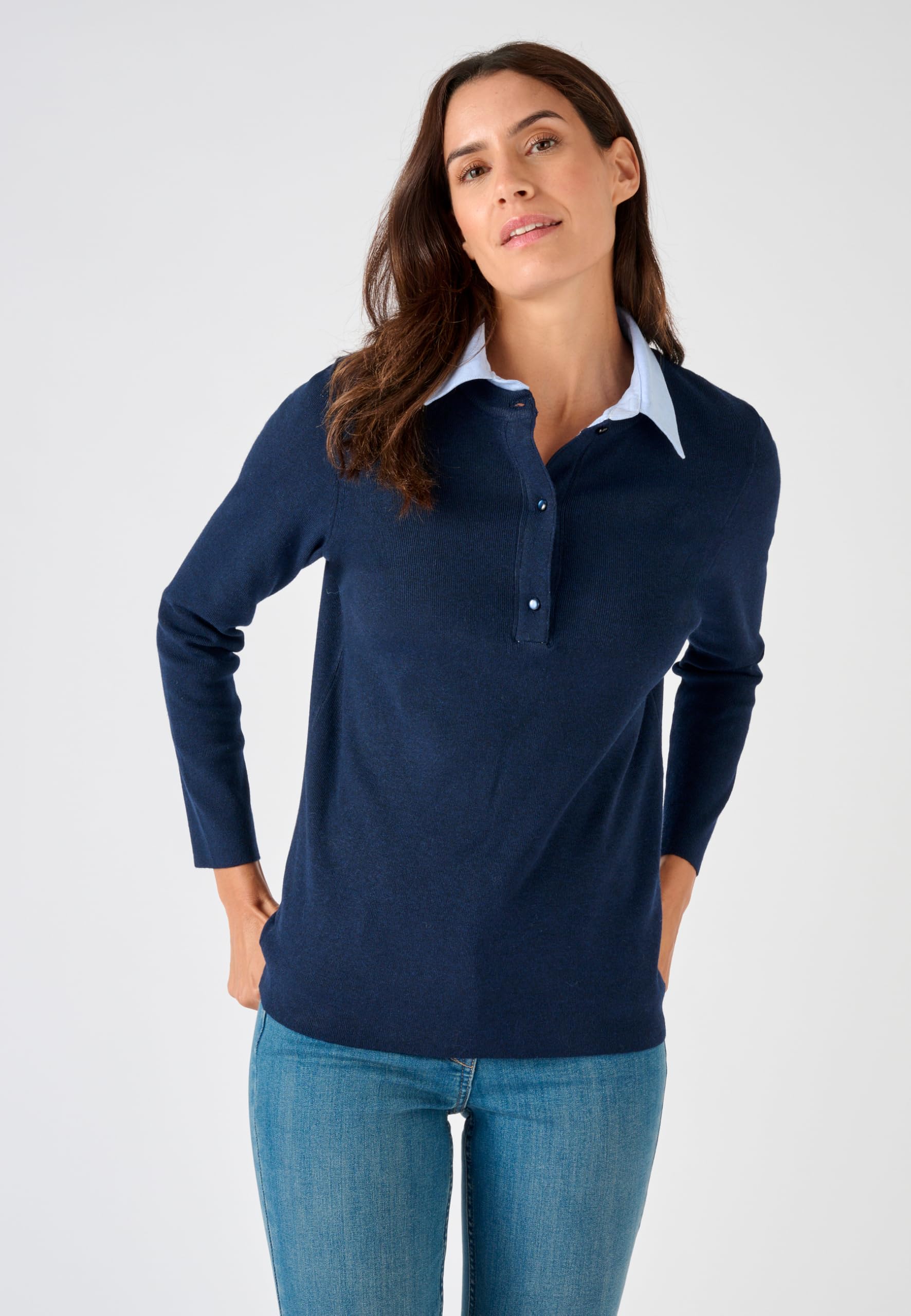 Damart Thermolactyl Maglione termico con collo camicia chambray