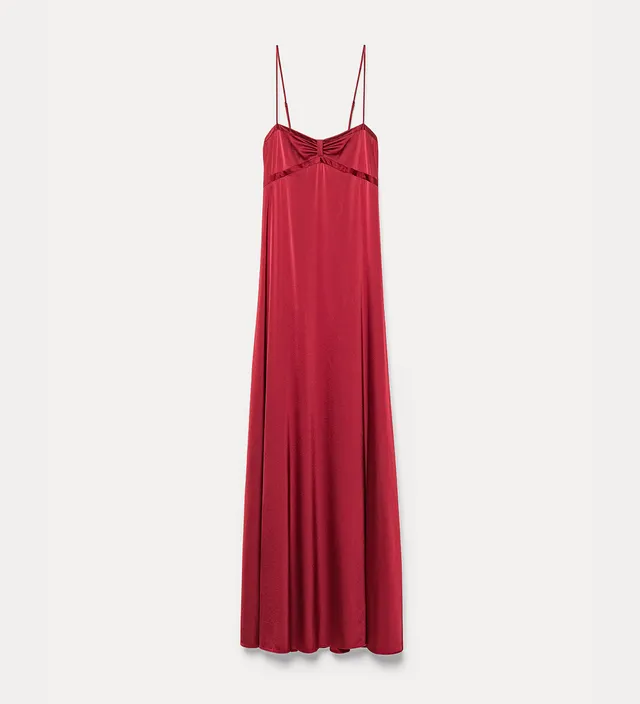 Forte abiti spaghetti strap dress abito pomegranate in seta stretch