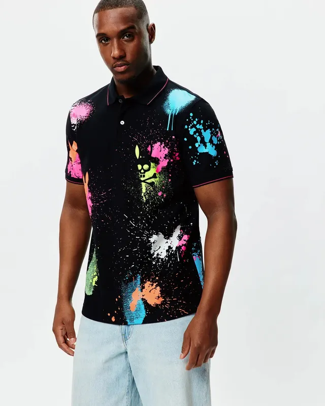 Psycho Bunny Men's Polos Quintin Pique Polo polo nera cotone Pima ricamato