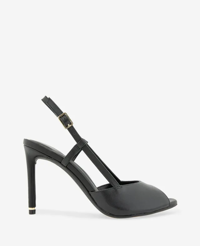 Kenneth Cole Reaction Londyn Leather peep toe tacco pelle nera