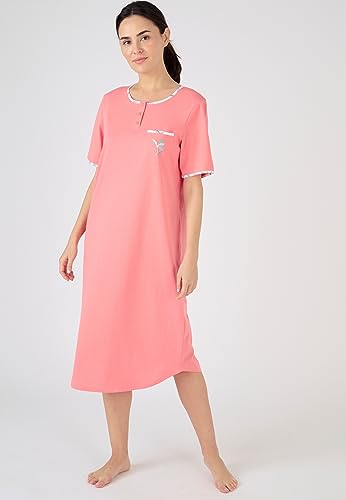 Damart Homewear Set di 2 camicie da notte in puro cotone pettinato Rosa Fogliame 38-40