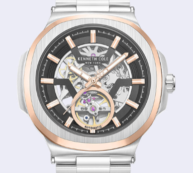 Kenneth Cole Reaction Watches Skeleton Automatic Bracelet Watch orologio automatico argento