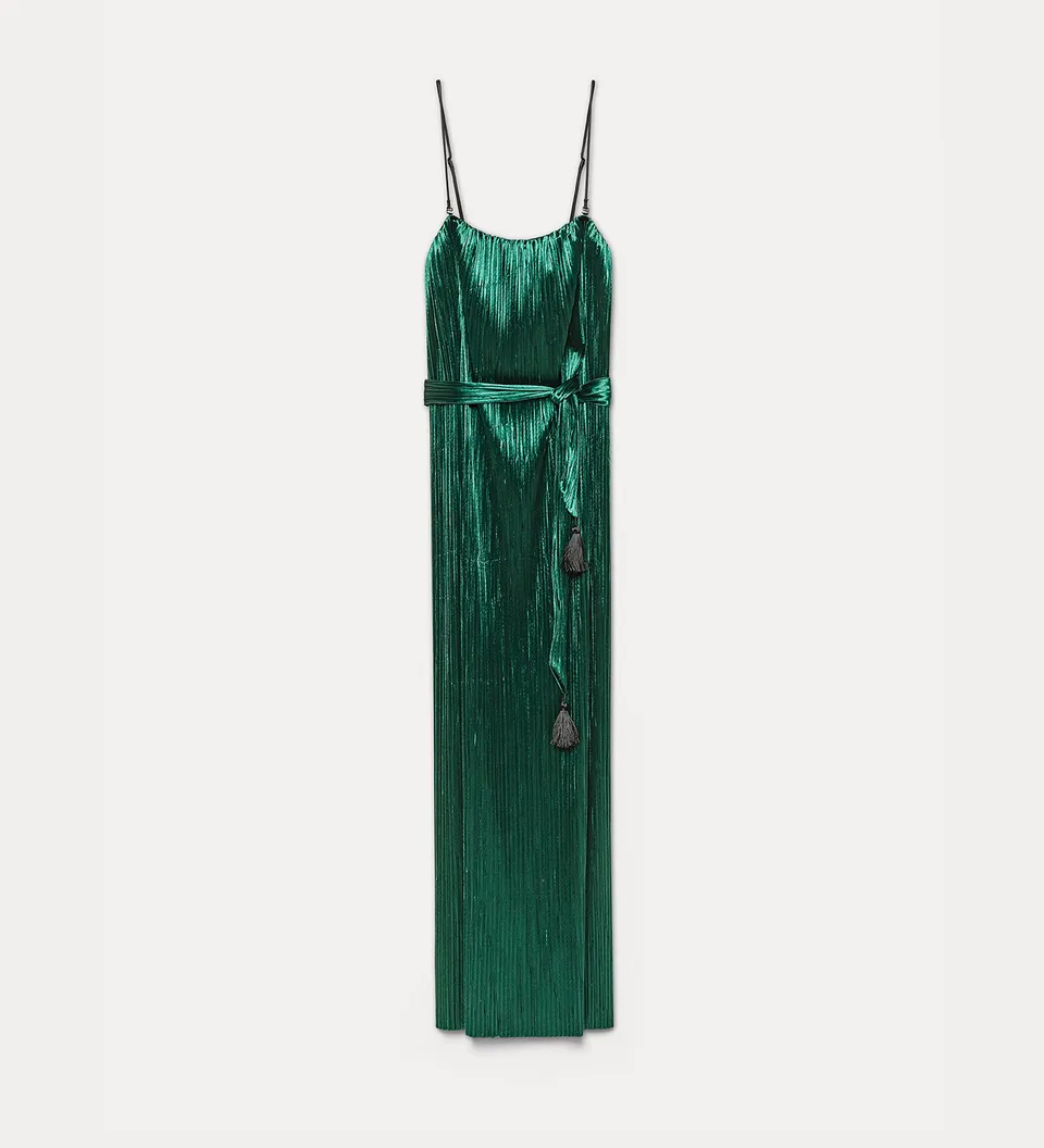 Forte abiti Plissé Column Dress abito jade in jersey effetto velluto