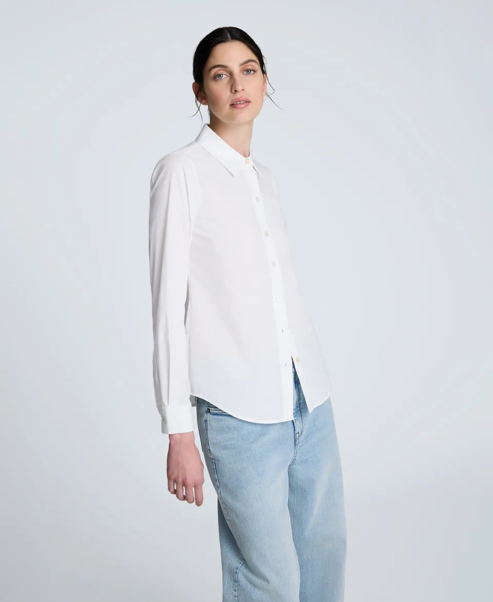 Kenneth Cole Reaction Clothing Poplin Button Front Shirt camicia bianca
