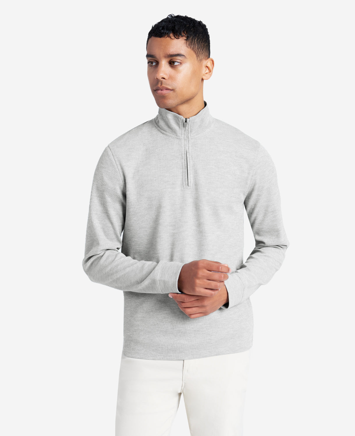 Kenneth Cole Reaction Sport Quarter-Zip Knit Pullover pullover grigio traspirante