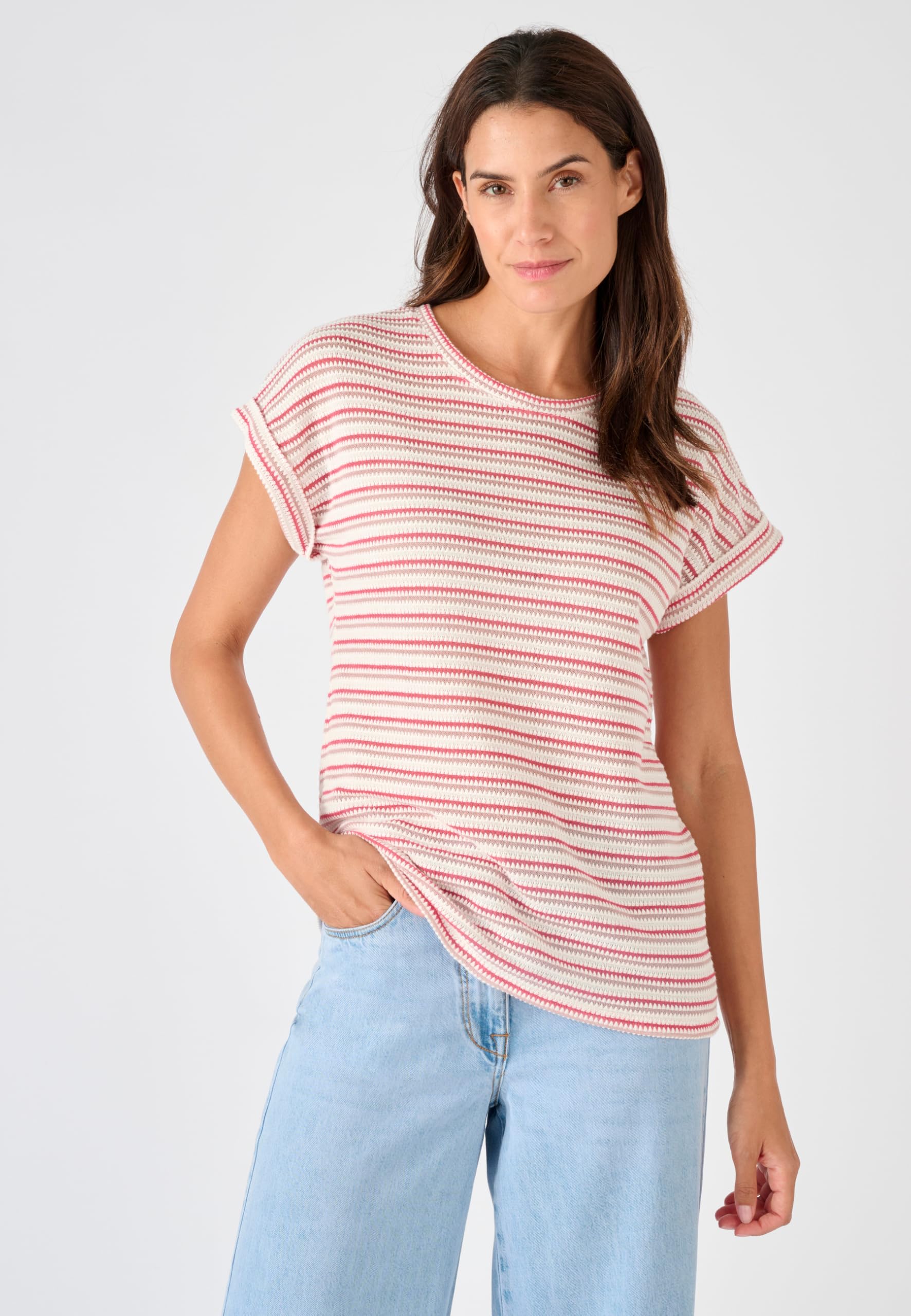 Damart Prêt-à-porter Maglia jacquard a righe Maglia 50-52 rosa