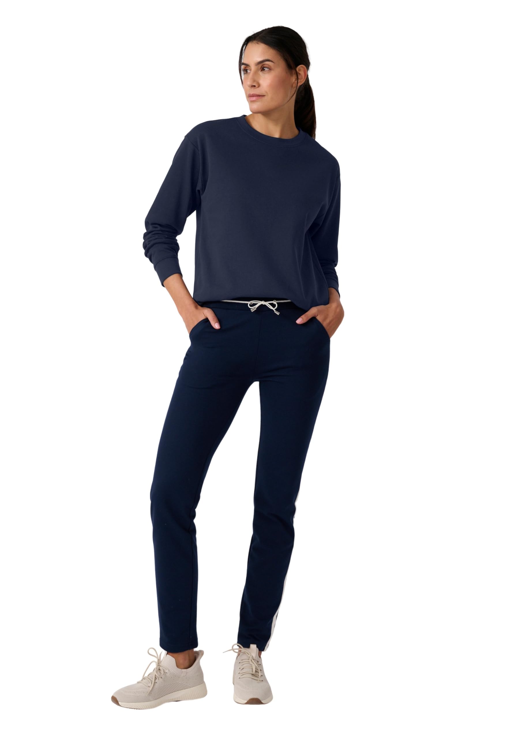 Damart Prêt-à-porter felpa donna 54-56 blu marino a righe in pile