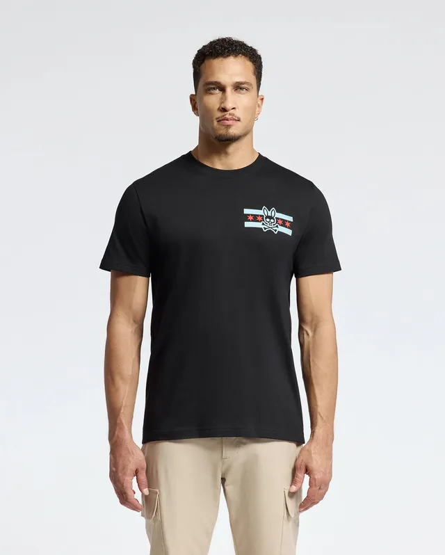 Psycho Bunny Men's Tees MENS CHICAGO TEE B6U551W1PC t-shirt nera in cotone Pima