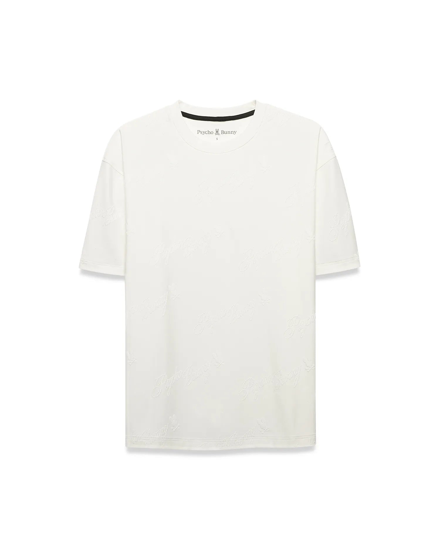 Psycho Bunny Men's Tees MENS LENNY RELAXED JACQUARD TEE MT0200441 t-shirt ecru