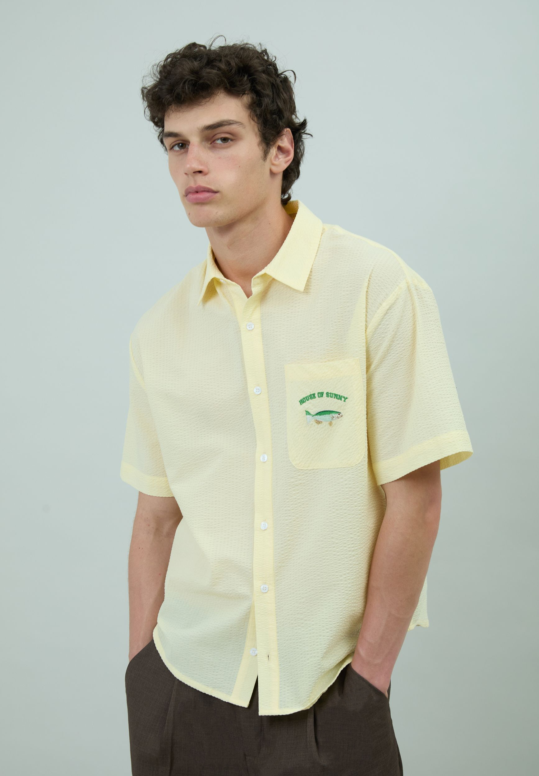 House Of Sunny Women's Shirts Gone Fishing Shirt camicia oversize gialla taglie S-XL