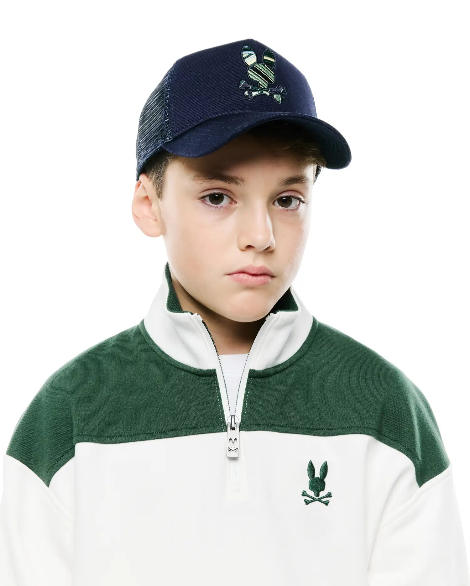 Psycho Bunny Kids Accessories Drew Trucker Cap cappellino blu regolabile