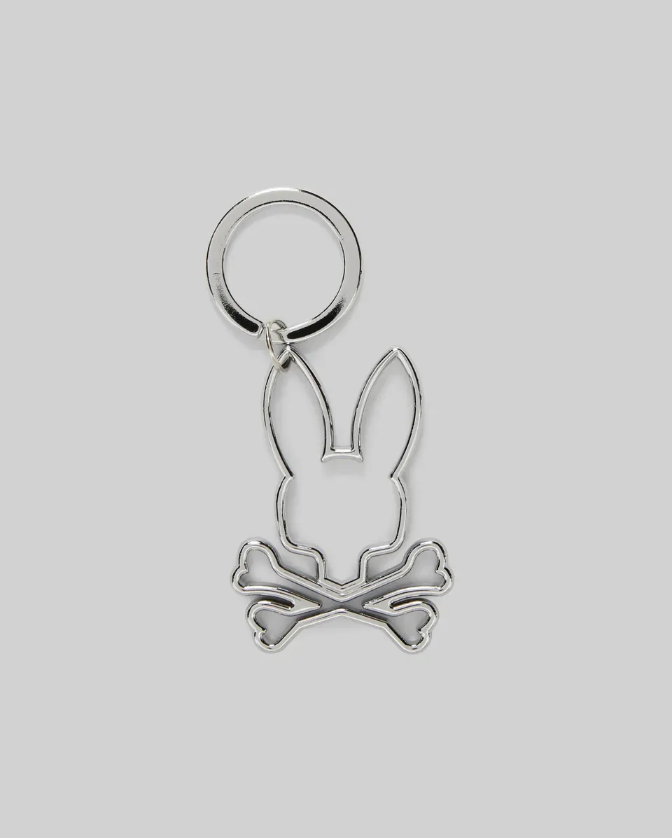 Psycho Bunny Accessories Outline Bunny Keychain B6A565E200 portachiavi argento