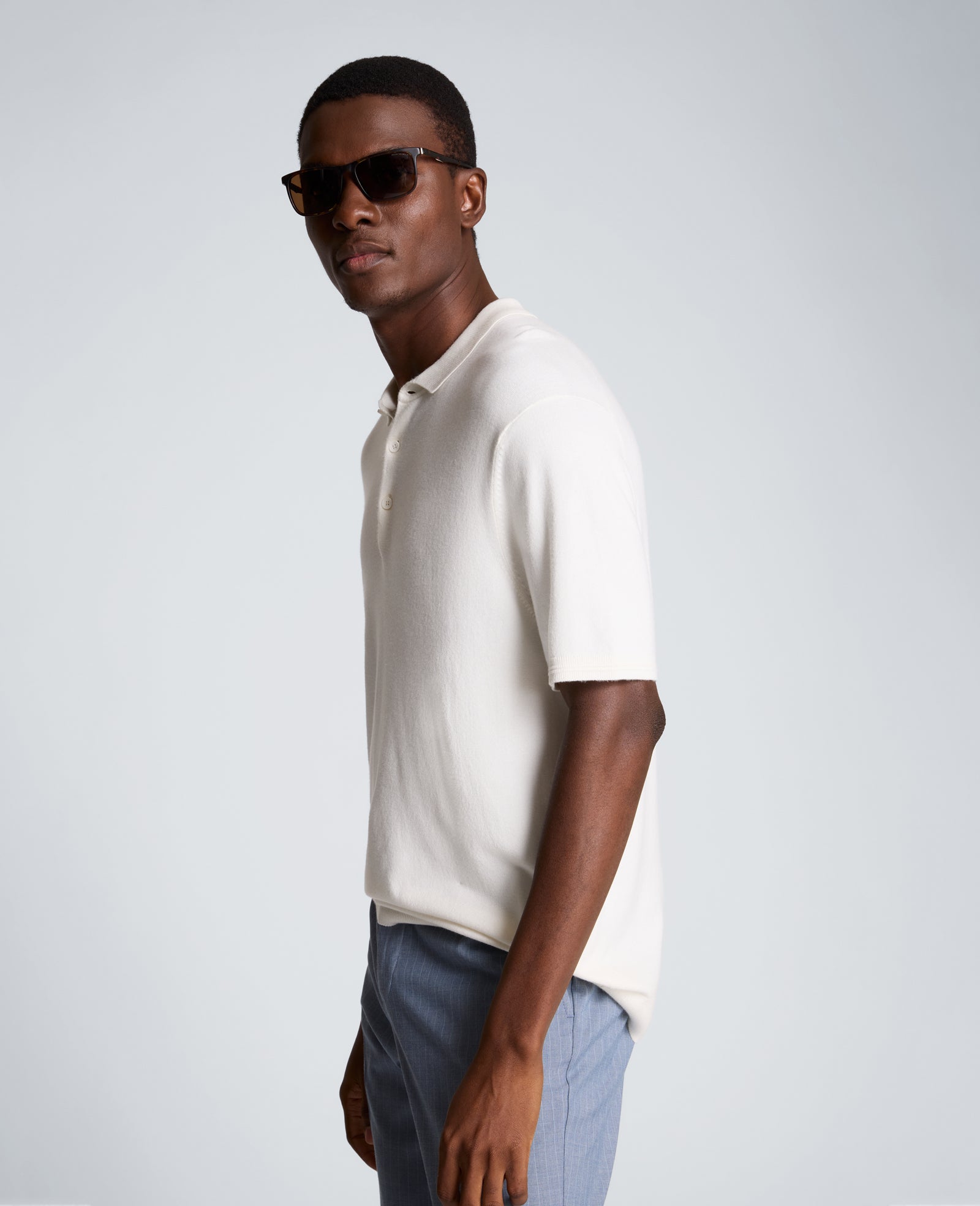 Kenneth Cole Reaction Clothing Short Sleeve Polo Sweater maglia polo bianca leggera