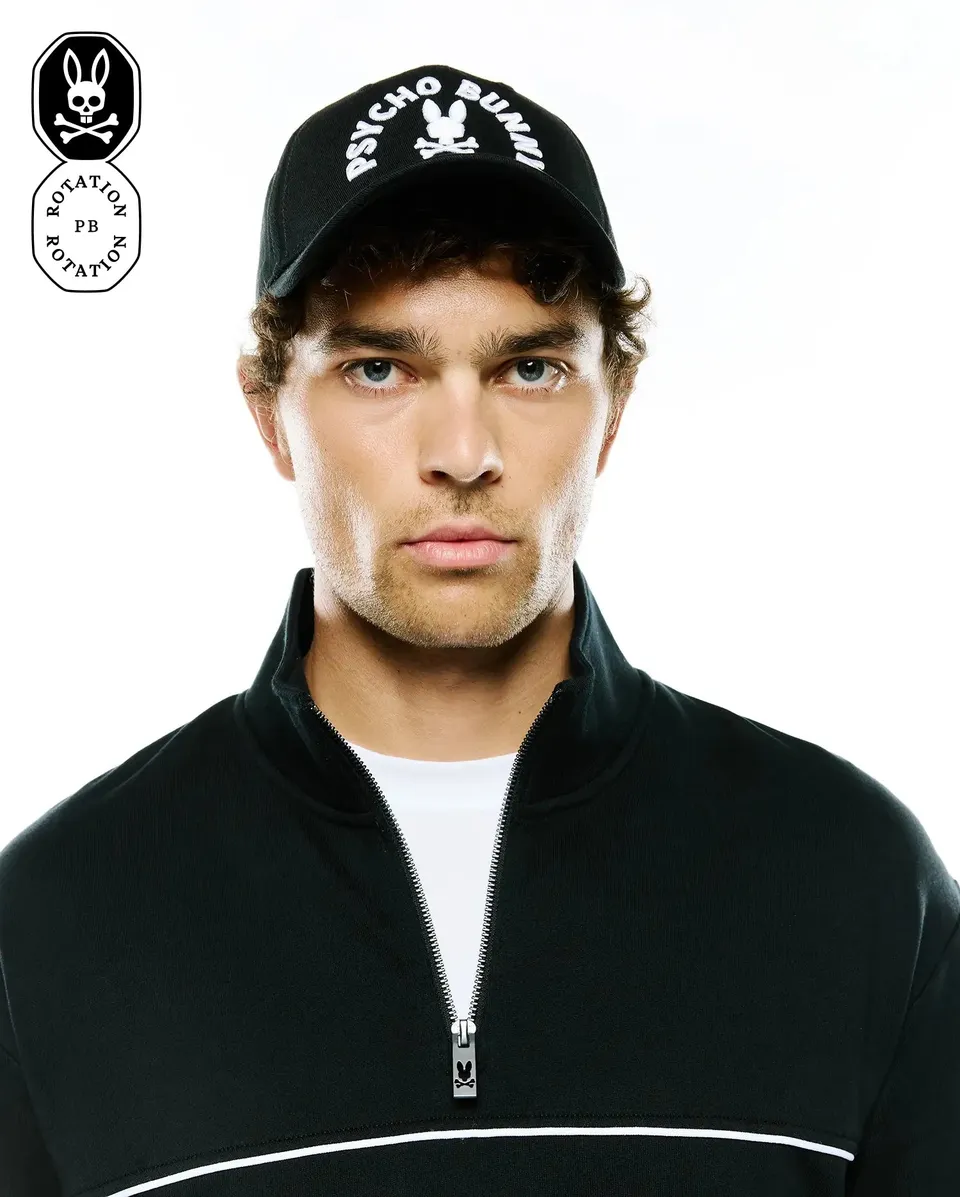 Psycho Bunny Accessories Ambrose Graphic Baseball Cap cappellino nero regolabile