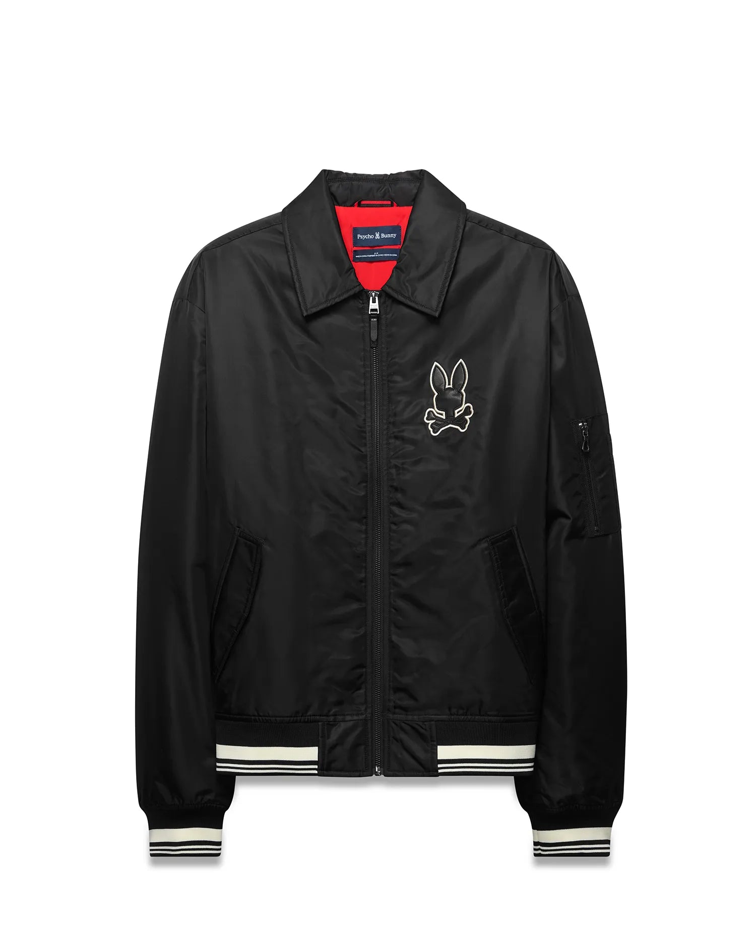 Psycho Bunny Jackets Men's Nathaniel Satin Coach Jacket MO1100068 giacca nera in raso