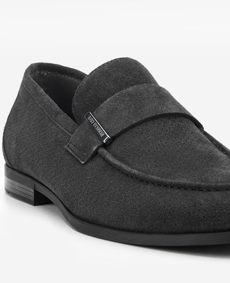 Kenneth Cole Reaction Shoes Sylvan Slip-on Loafer mocassino scamosciato antracite 7M