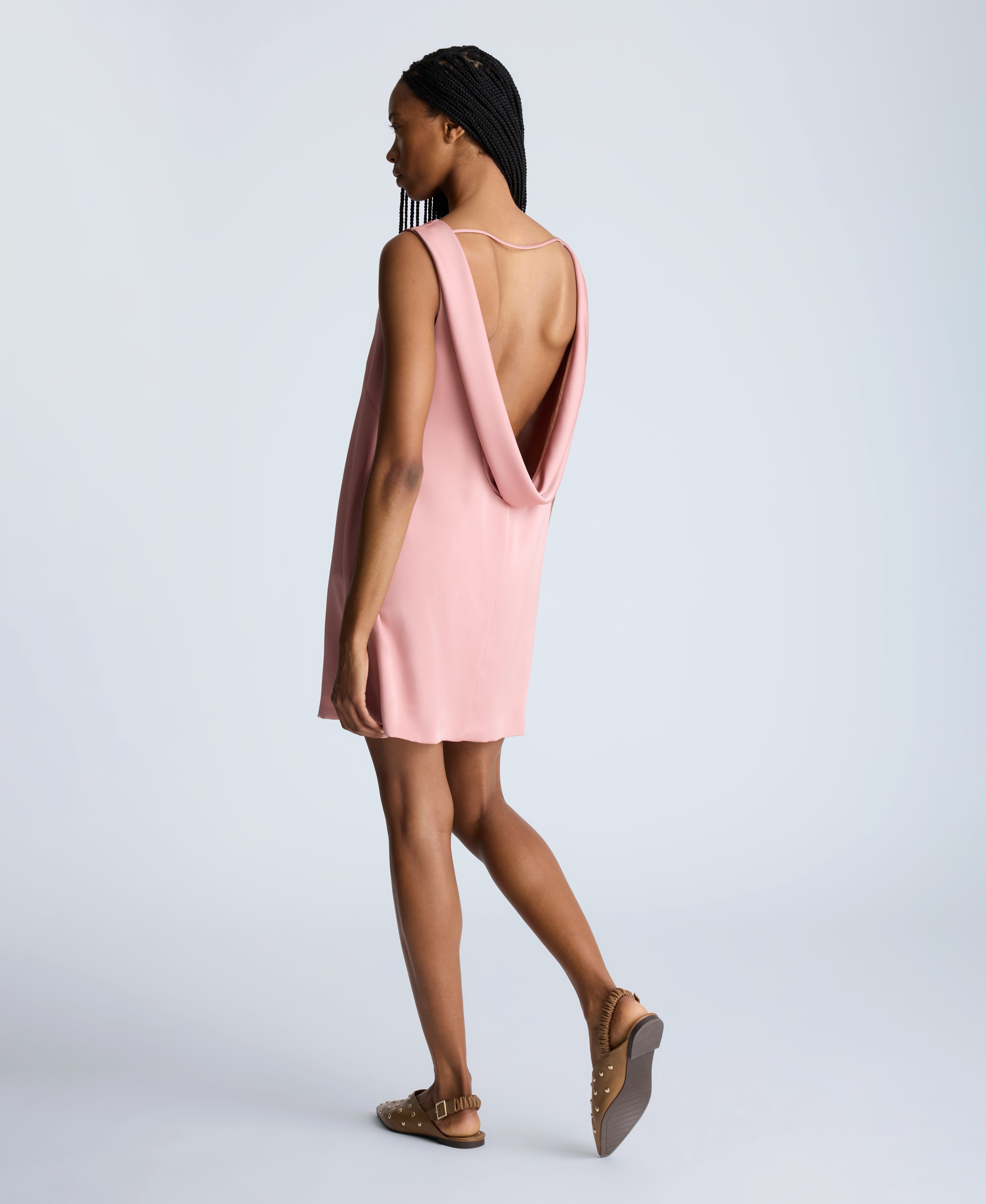 Kenneth Cole Reaction Clothing Sleeveless Draped Back Shift Dress abito rosa poliestere