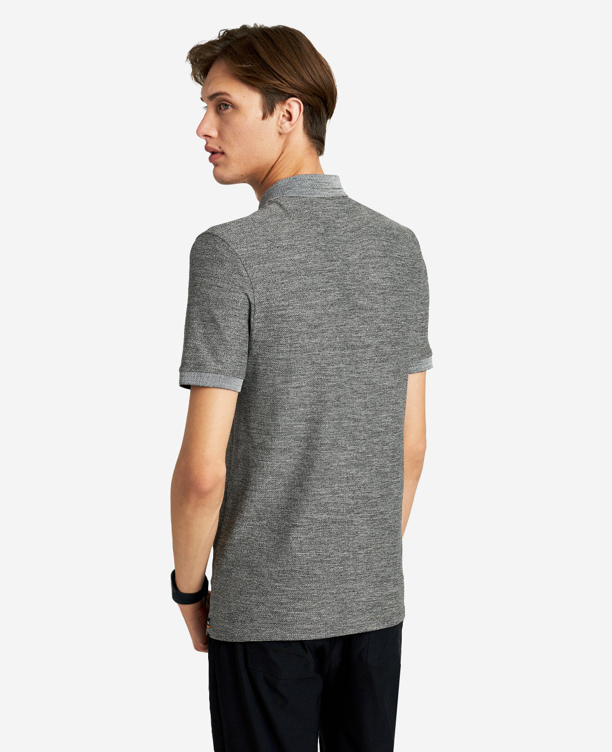 Kenneth Cole Reaction Clothing Zip-Up Knit Polo polo grigia mélange
