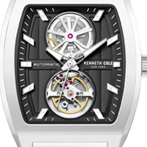 Kenneth Cole Reaction Skeleton Automatic Black Dial Stainless Steel Bracelet Watch orologio nero