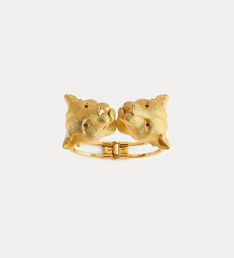 Forte gioielli Sculptural Bracelet with Puma Element bracciale oro rigido