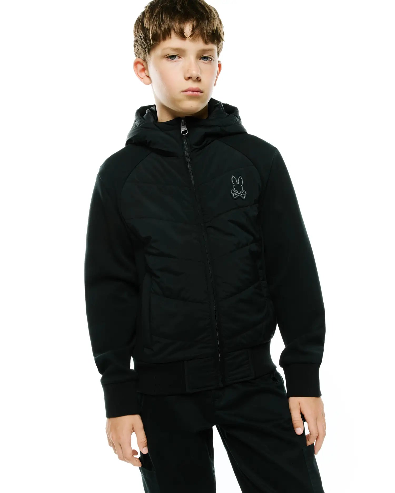 Psycho Bunny Kids Outerwear Gordley Jacket giacca nera imbottita