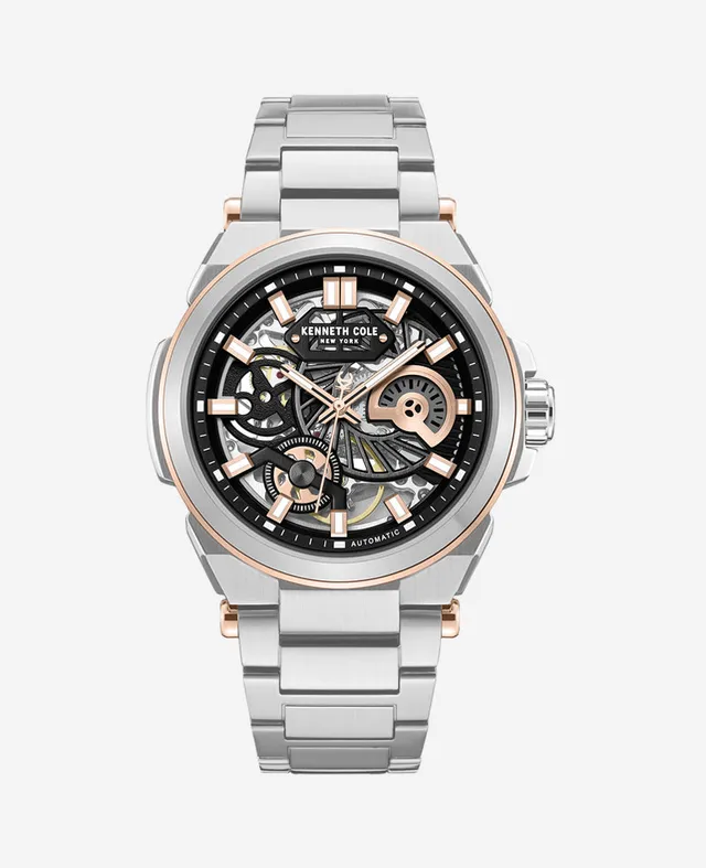 Kenneth Cole Reaction Watches Skeleton Automatic Bracelet Watch orologio argento automatico