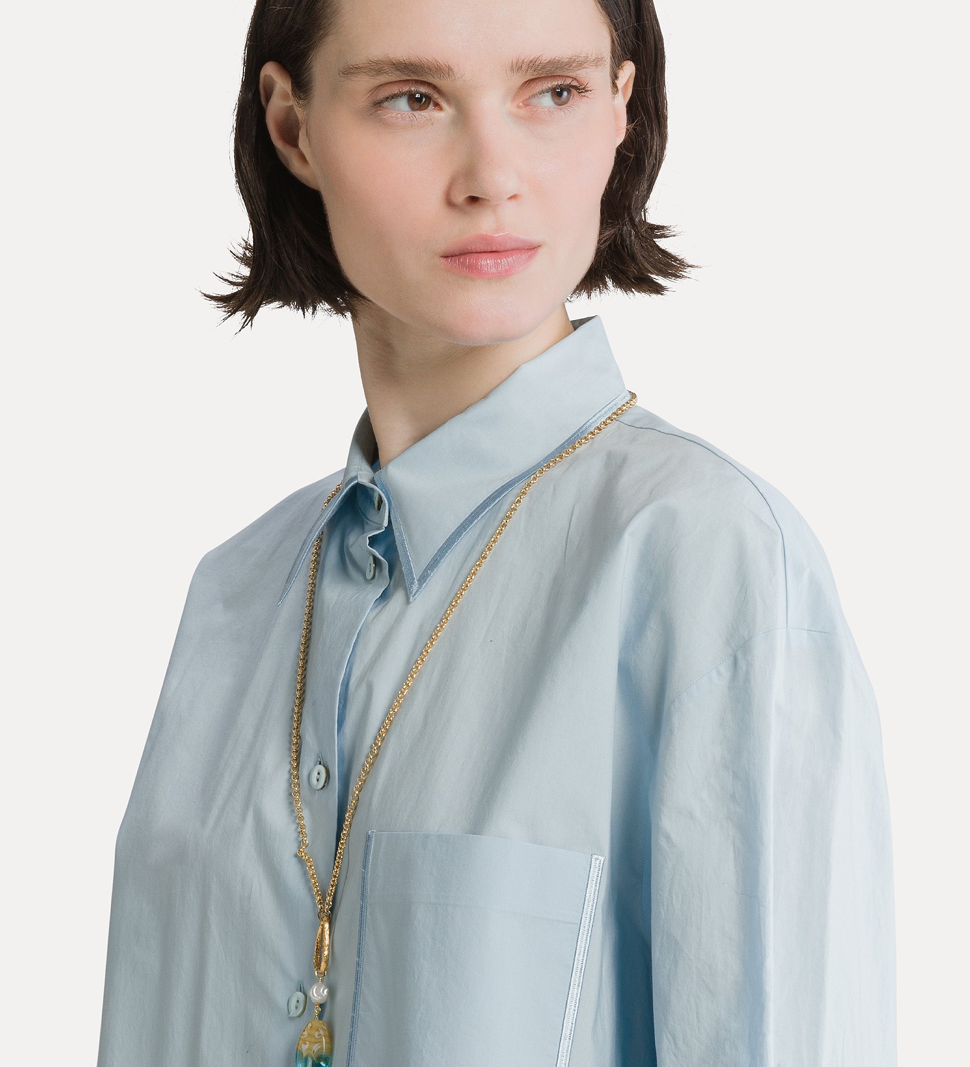 Forte camicie Cotton Shirt camicia azzurra in popeline di cotone