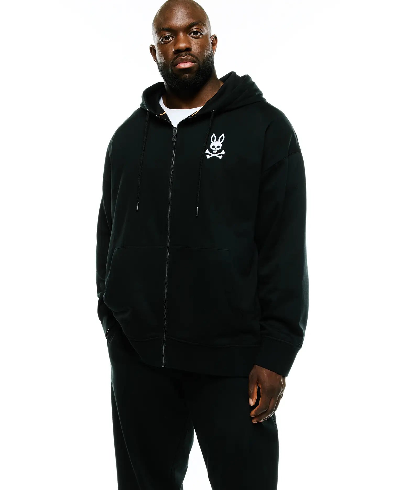 Psycho Bunny Big & Tall BIG & TALL HAIDEN FLEECE ZIP HOODIE BT0500014 felpa nera