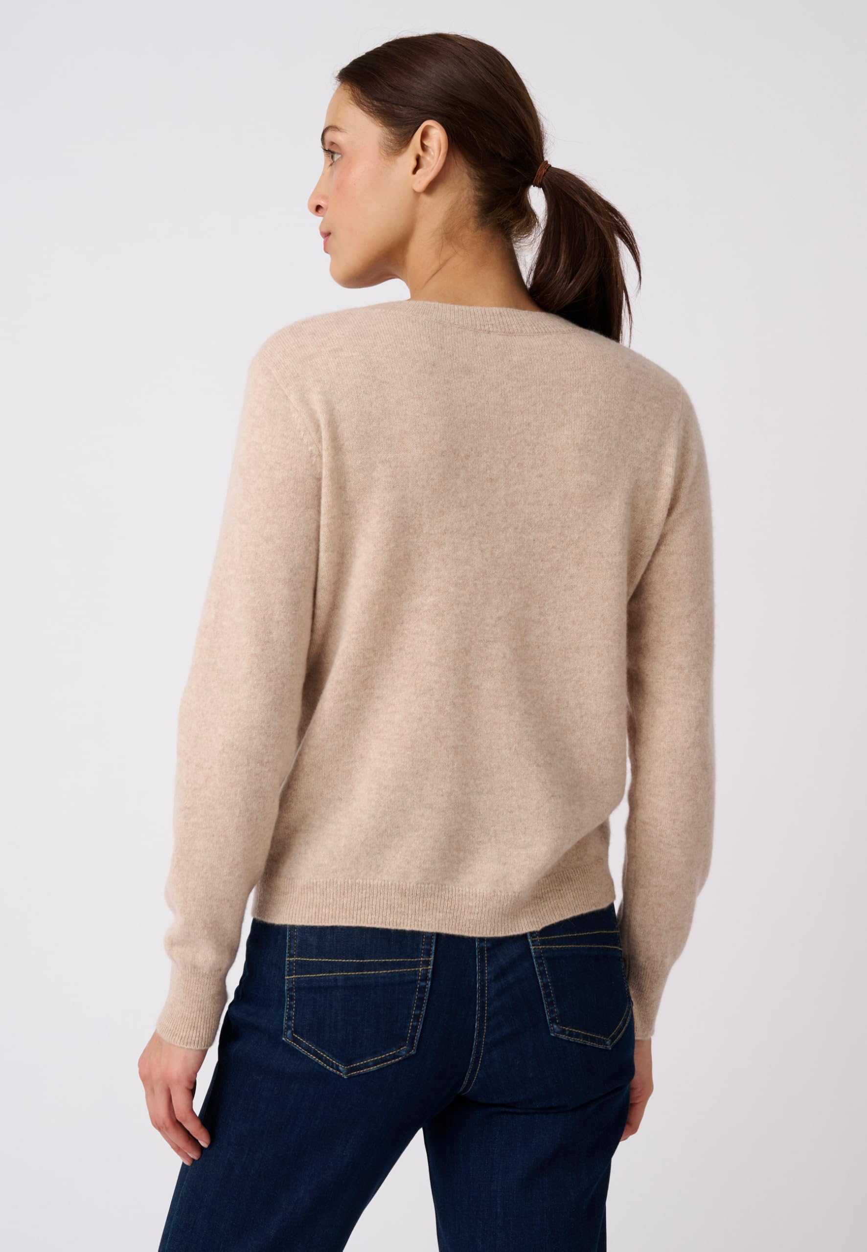 Damart Prêt-à-porter cardigan donna in cashmere marrone beige mélange
