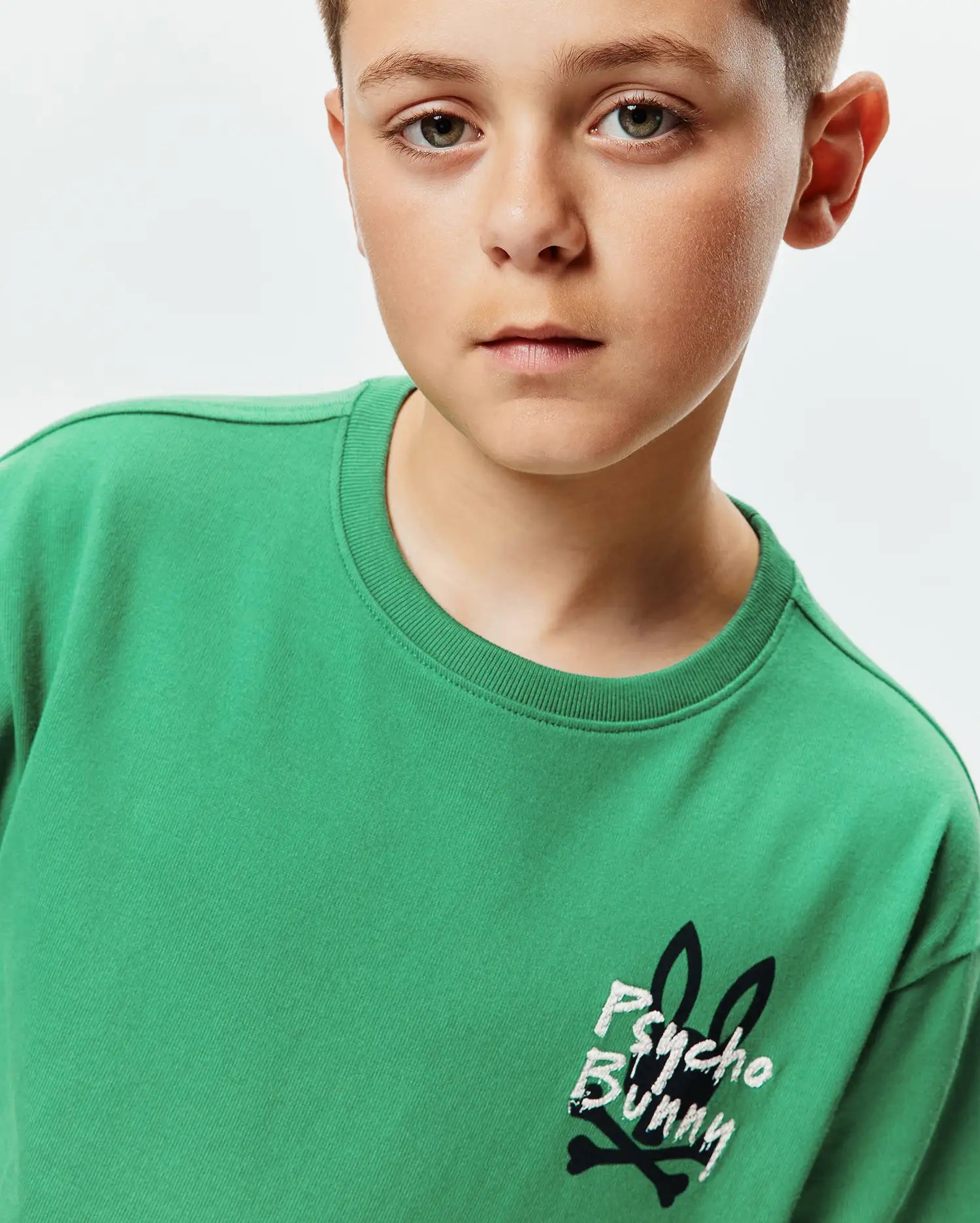Psycho Bunny Kids Tees Duncan Oversized Tee maglietta verde 321 Leprechaun in cotone Pima