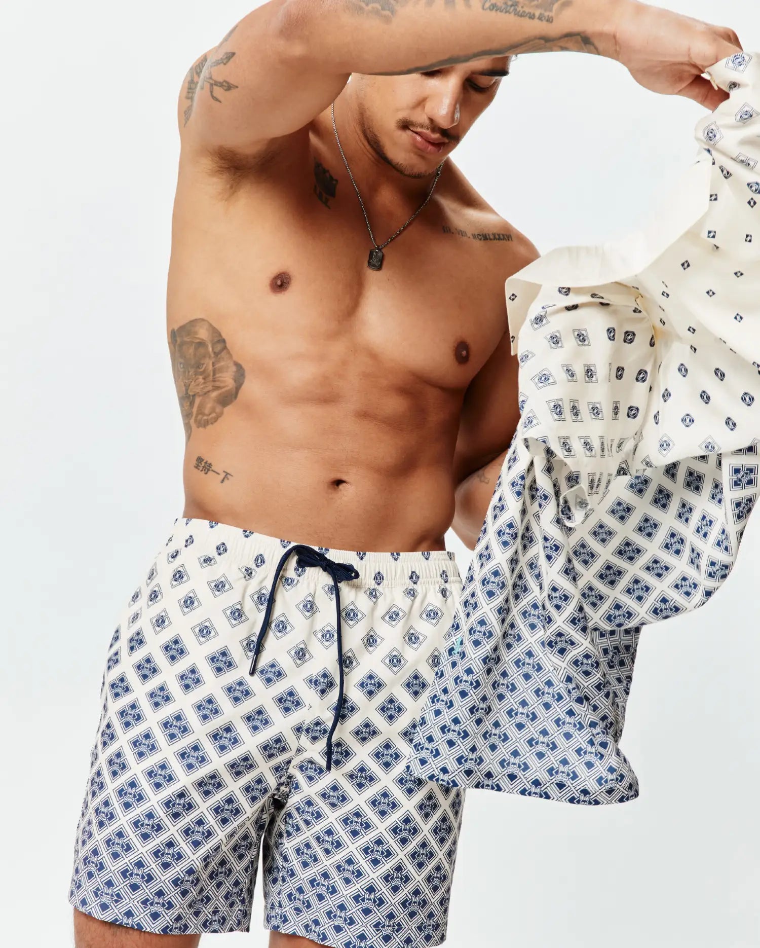 Psycho Bunny Men's Swimwear Tobias Swim Trunk 6" MB1000121 costume bianco 6"