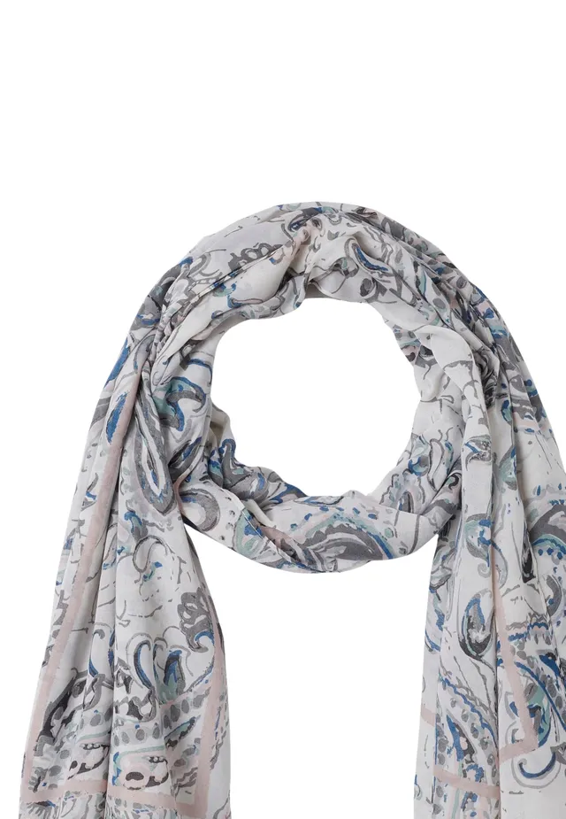 Damart Accessori Sciarpa stampata in cashmere da donna blu taglia unica in poliestere