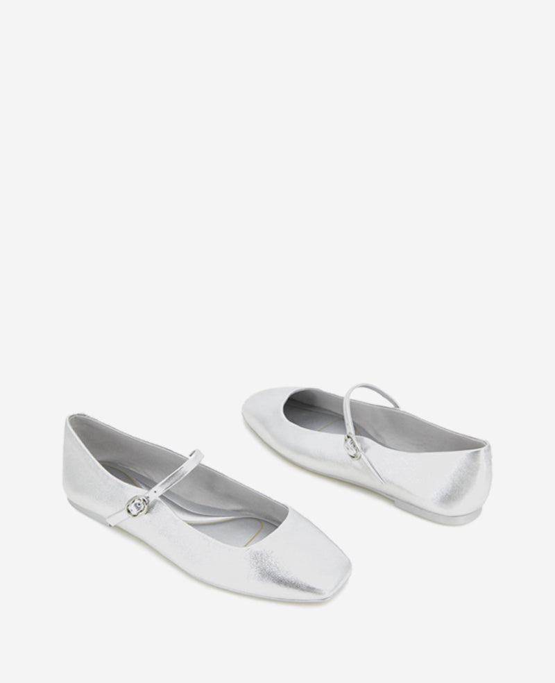 Kenneth Cole Reaction Shoes Jasper Metallic Leather Ballet Flat ballerine argento pelle