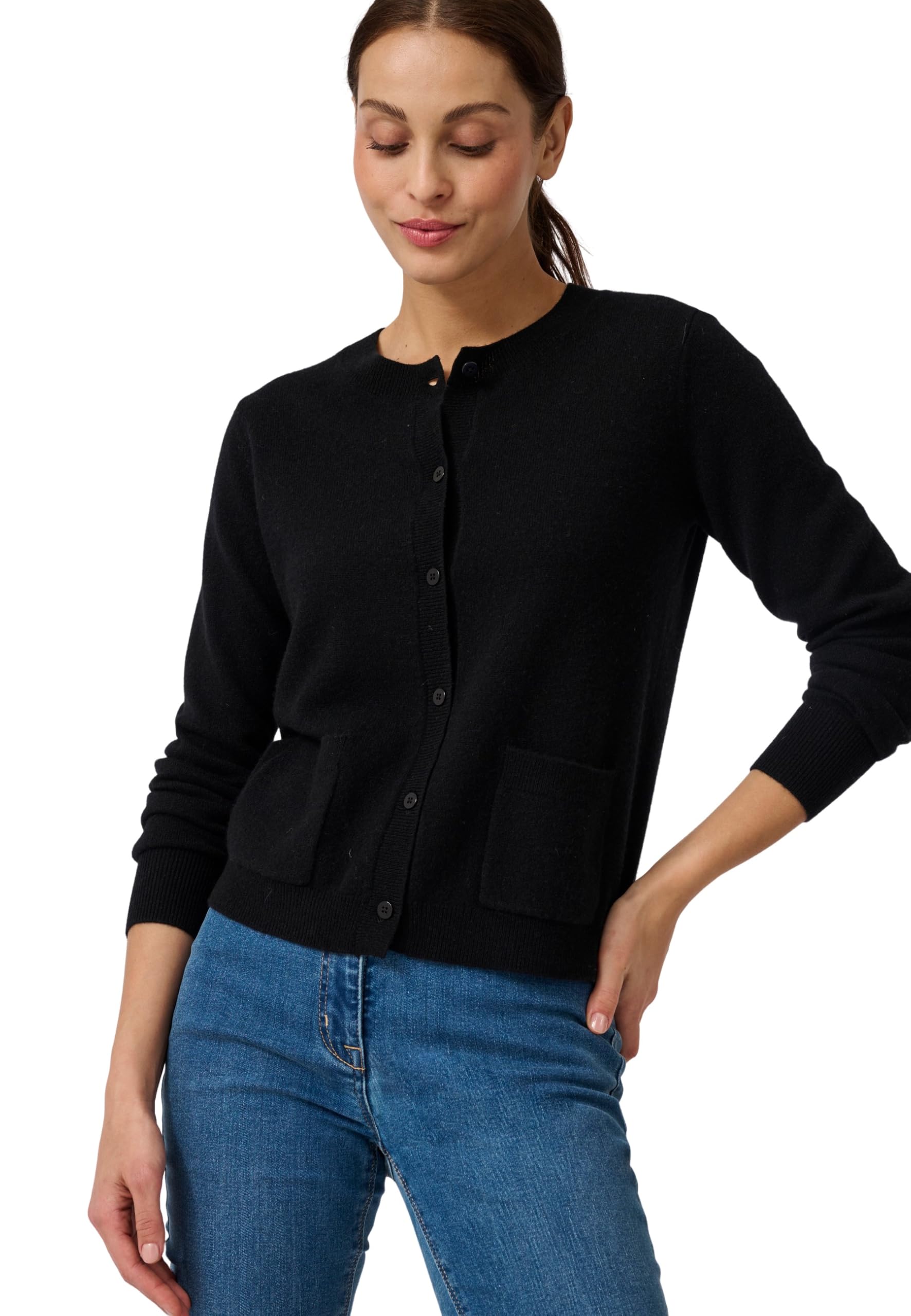 Damart Prêt-à-porter cardigan donna in cashmere marrone beige mélange