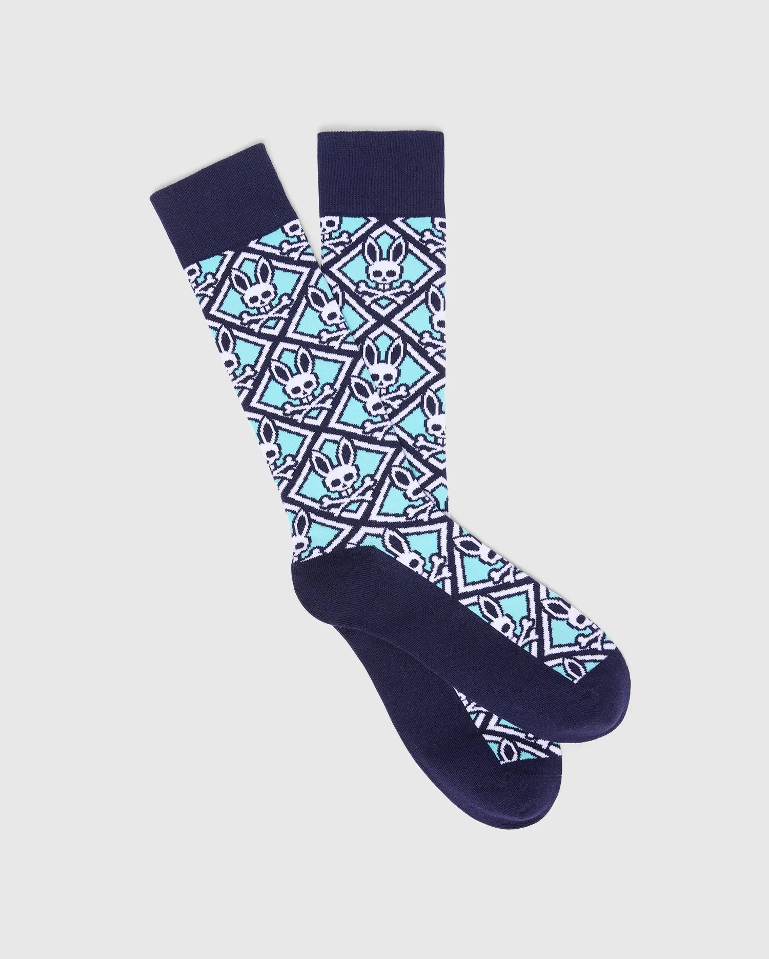 Psycho Bunny Accessories Frank Dress Socks calze blu fantasia bandana cotone
